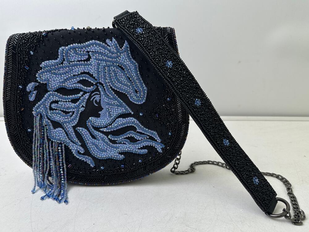 Mary Frances Disney Frozen 2 Fearless Elsa & Nokk Beaded Crossbody Saddle Bag